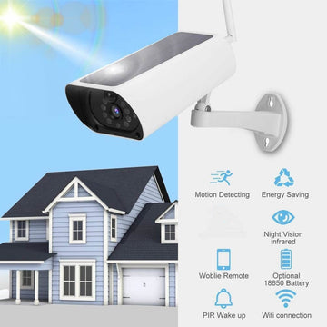 WiFi Solar Powered Bullet Camera, 1080P Outdoor Security Camera with 2 Antennas, Night Vision  Function, TF Card Storage, IP66 Waterproof - Imported rom UK
